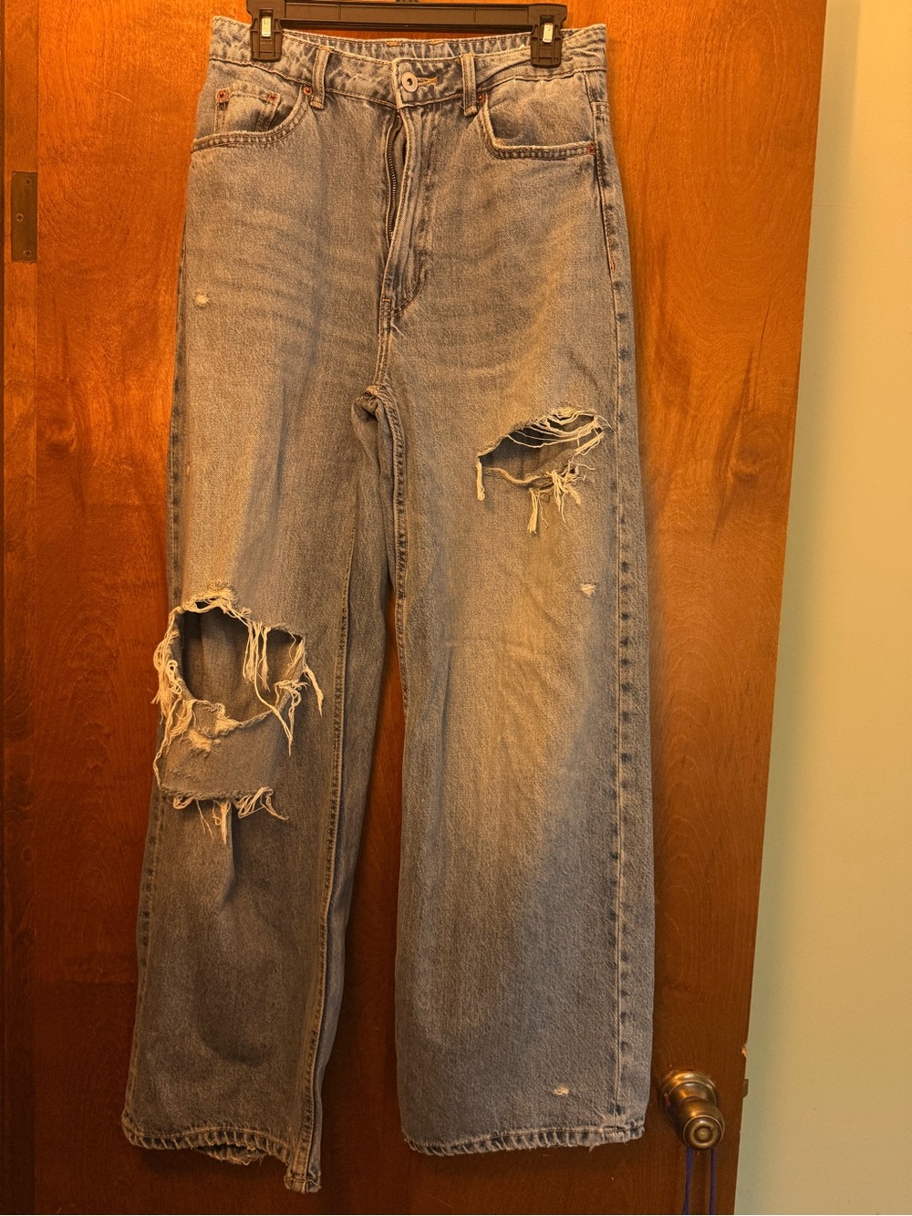 Zara Distressed wide leg jeans